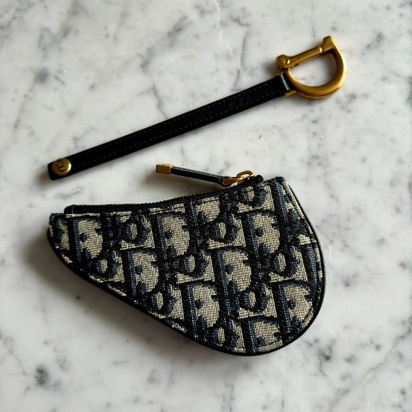 Dior Blue Dior Oblique Saddle Coin Purse - Picture 2 of 11
